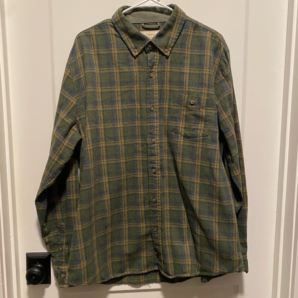 Weatherproof Vintage Green and Blue Plaid Shirt